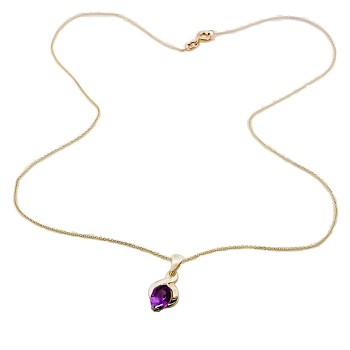 9ct Gold Amethyst Pendant with Chain